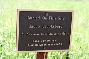 Photo of marker for Jacob Stooksbury's burial place in Anderson County, Tennessee